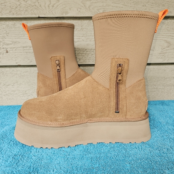 UGG Women's Classic Dipper Suede Platform Boots Chestnut Size 11 - Picture 5 of 7